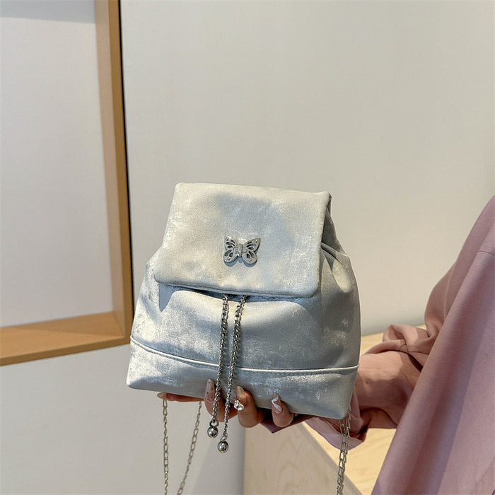 Wholesale Silver backpack, new backpack design, niche backpack chain bag