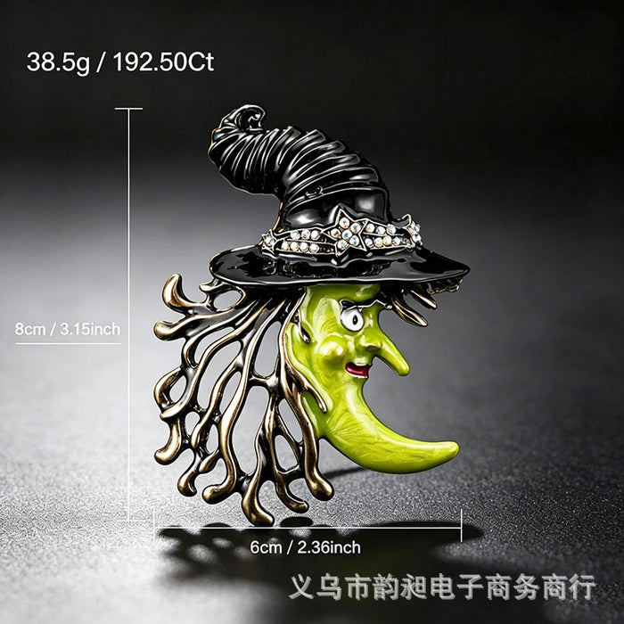 Wholesale Stylish  Witch Hat Star Rhinestone Brooch Pin Zinc Alloy Fashion Accessory