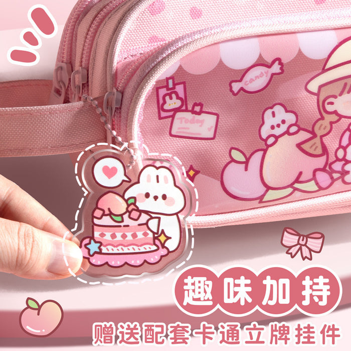 Wholesale Cute Style Pencil Case Double-layer Hat Design Multi-layer Storage for School