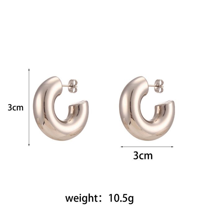 Wholesale Stainless Steel Plated 18K Solid Smooth Earrings JDC-ES-MengJ005