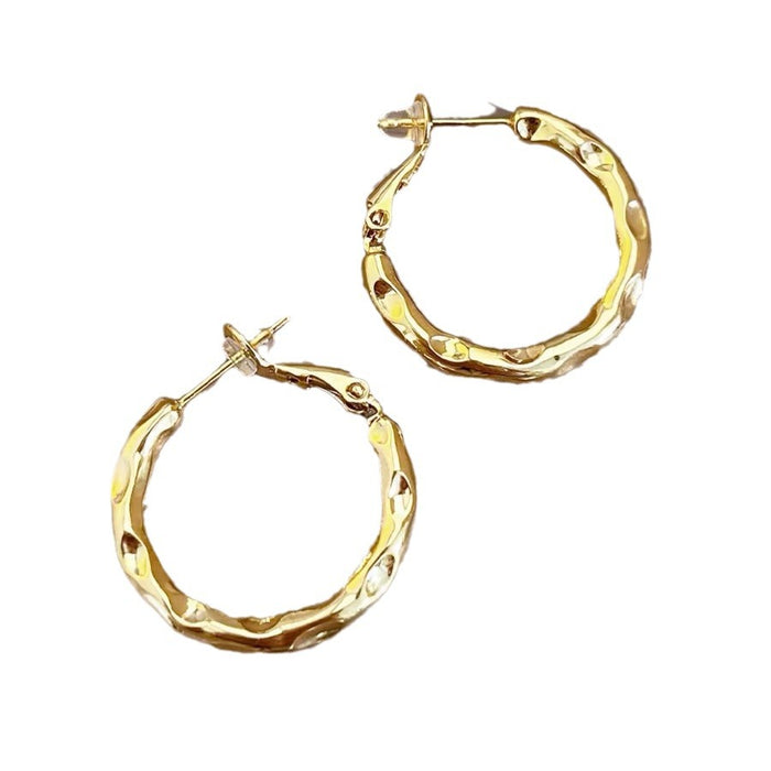 Wholesale Gold ring earrings with a high-end feel, niche pure silver earrings, temperament, and circle earrings