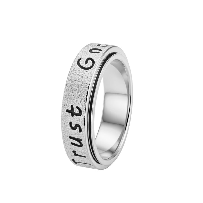 Wholesale Gold Plated Rotatable Engraved Stainless Steel Inspirational Ring