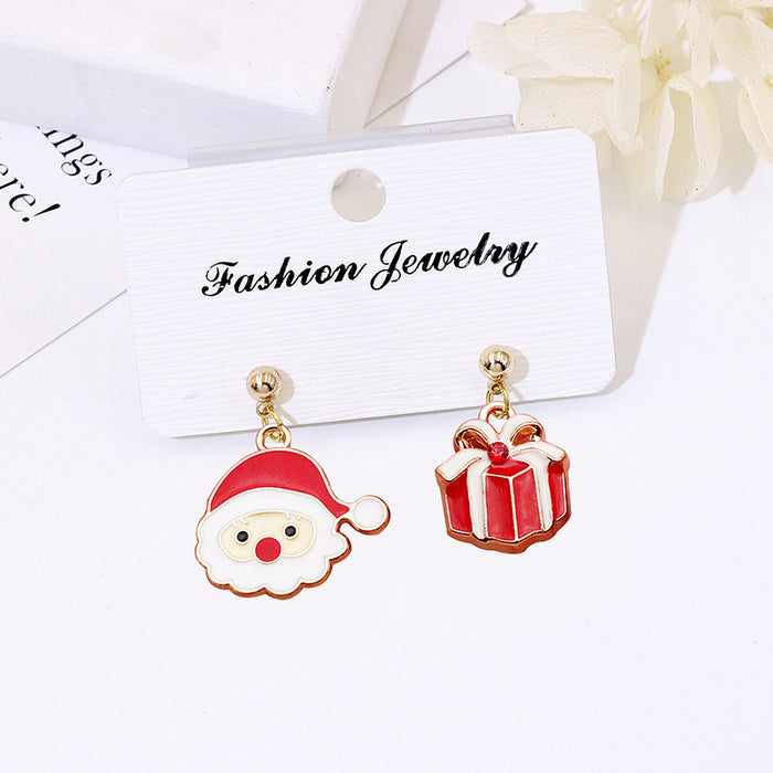 Wholesale Alloy Christmas Earrings Santa Reindeer Bell Pendant Boutique Resale MOQ≥2