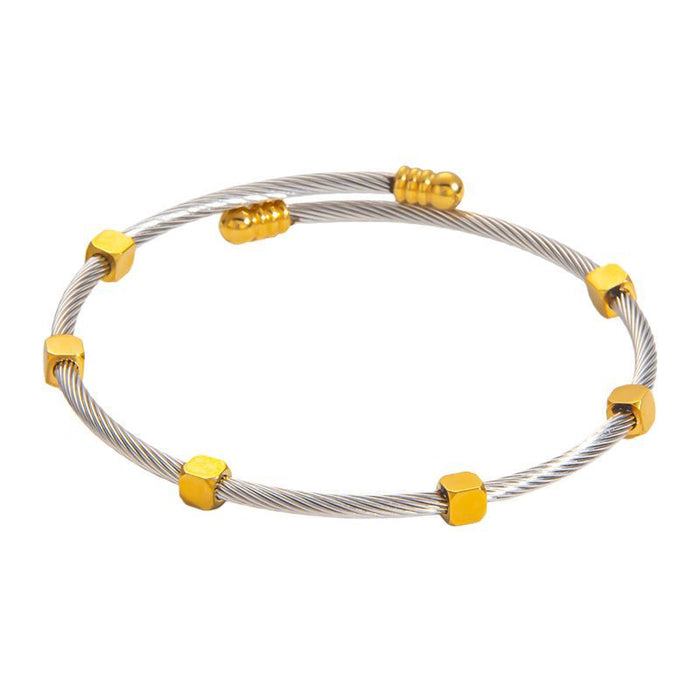 Wholesale steel wire rope gold bracelet