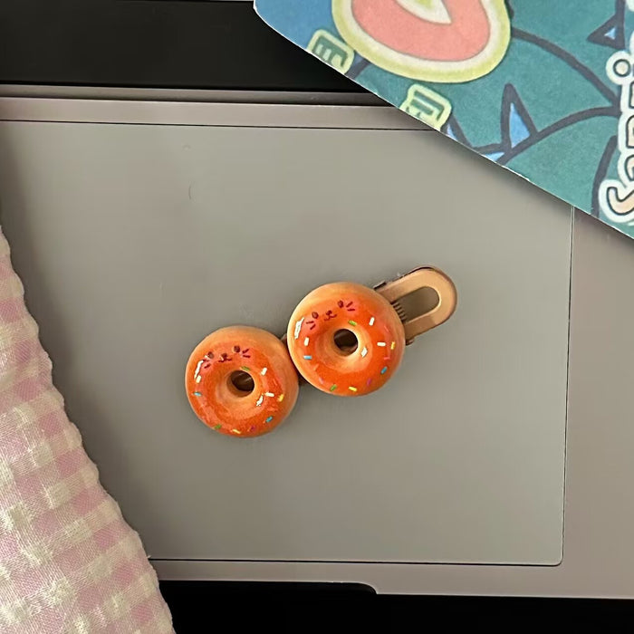 Wholesale brown Style Cat Donut Hairpin Fun Cute Girl Style Side Clip Hairpin Accessories Hair Accessories