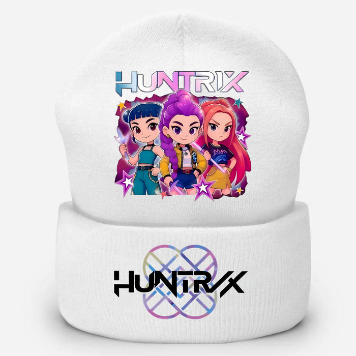 Wholesale Stylish knitted hat rolled brim and printed knit