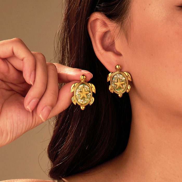 Wholesale New stainless steel earring design with a sense of dripping oil jewelry