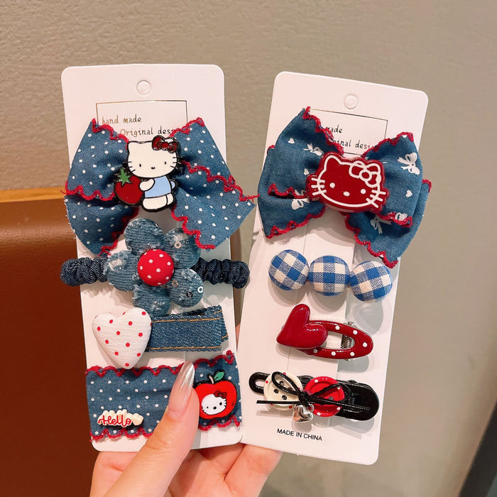 Wholesale Children Denim Polka Dot Bow Hair Clip
