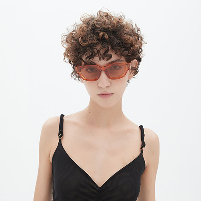 Wholesale New Transparent Small Box Sunglasses Trendy Personalized Sunglasses Retro Brown Sunglasses Wearing Sunglasses