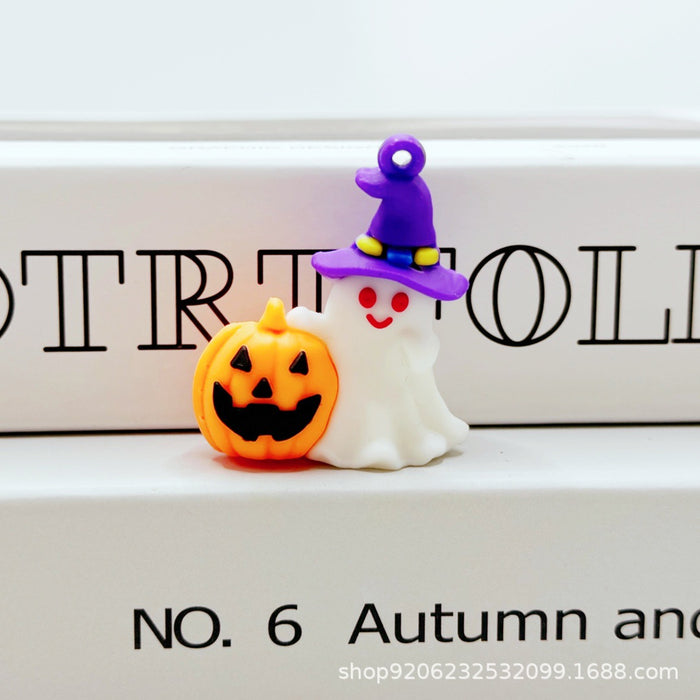 Wholesale Halloween Pumpkin Ghost Keychain Charm Soft Glue Bag Charm Gift MOQ≥2