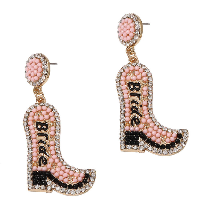 Wholesale boots alloy rhinestone earrings  beads drop oil earrings for women