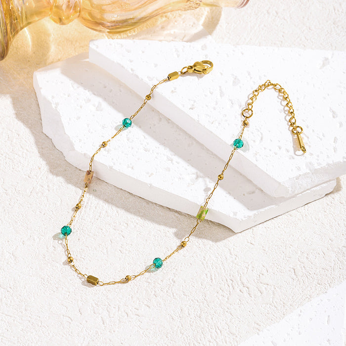 Wholesale Stone-encrusted gold-plated anklet