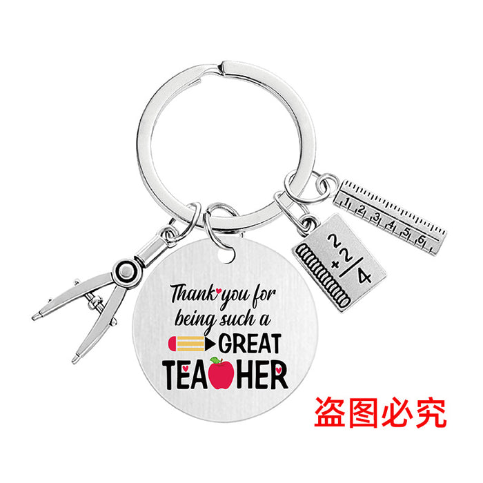 Wholesale Teacher's Day Metal Engraving Keychains JDC-KC-GangGu054