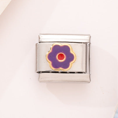 Wholesale Mother' s Day Series Stainless Steel Italian Flower Bracelet DIY Module Combination Jewelry