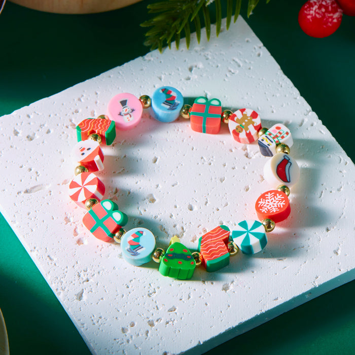 Wholesale Christmas Polymer Clay Beaded Bracelet Handmade Cartoon Charm Bracelet Fashion Accessory