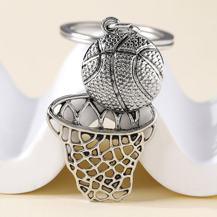 Wholesale basketball box metal keychain creative basketball gift key ring pendant