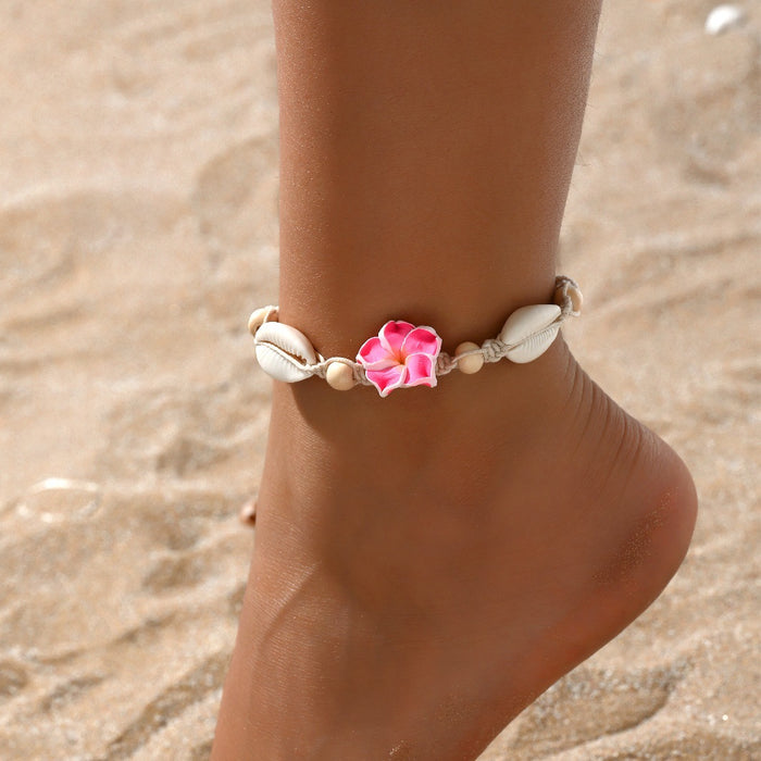Wholesale Handmade Soft Clay Egg Flower Shell Jewelry Set Pink Beach Style Fashion Accessory