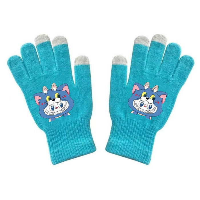 Wholesale Warm Dopamine Printed Knitted Gloves