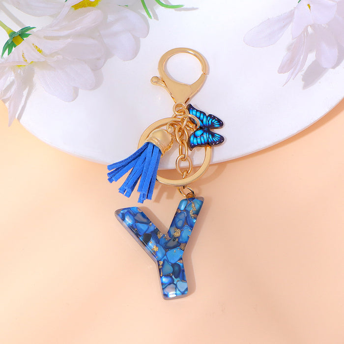 Wholesale Letter Keychain Tassel Butterfly Girl Bag Pendant