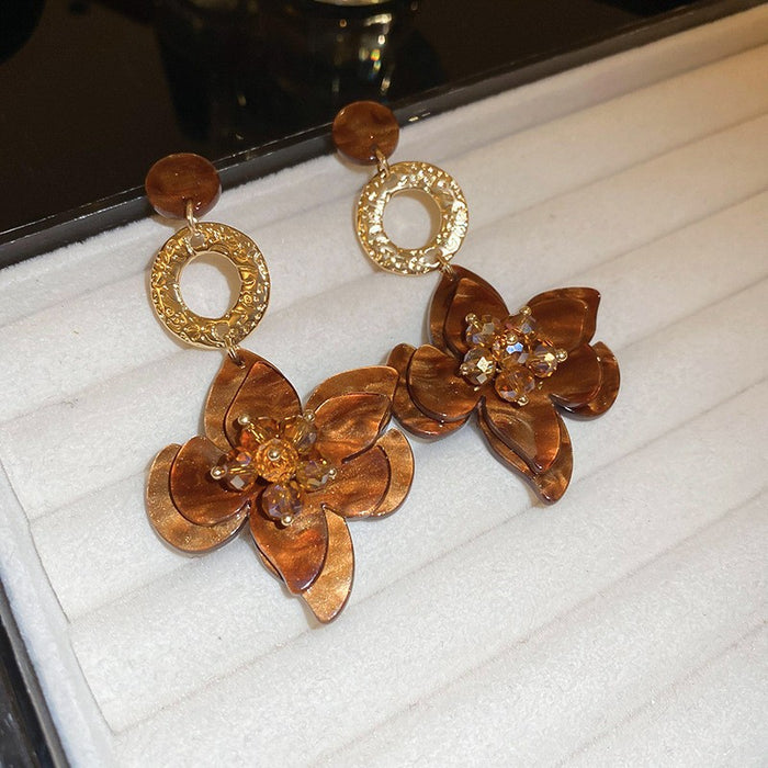 Wholesale  silver needle geometric irregular resin earrings heart earrings