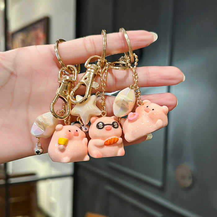 Wholesale Cute Piggy Keychain Cute Female Couple Bag Pendant Doll Machine Doll Car Pendant