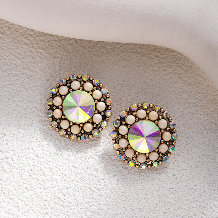 Wholesale Retro ethnic turquoise flower earrings