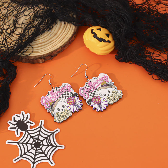 Wholesale  earrings creative personality funny wooden ghost cartoon earrings