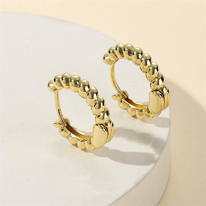 Wholesale Classic and fashionable commuting, simple temperament, high-end sense, versatile, pure copper circle texture ear buckle