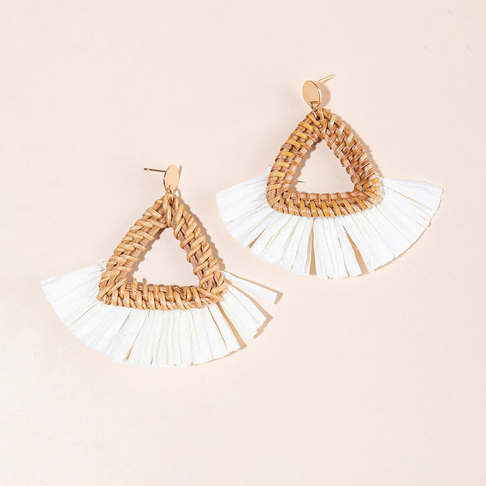 Wholesale tassel earrings  vacation high-end feeling raffia grass earrings