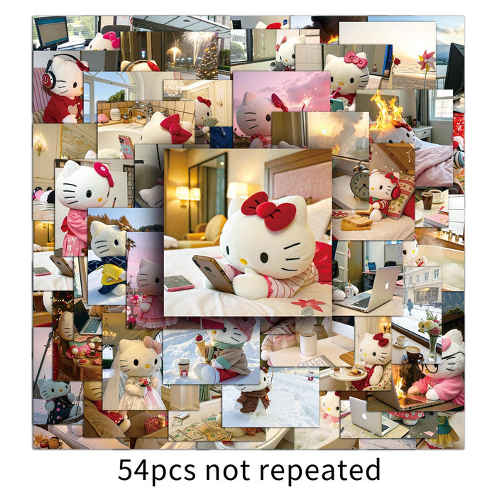 Wholesale 54pcs Kitten daily graffiti stickers personality creative spoof trend cool play decoration mobile phone luggage stickers