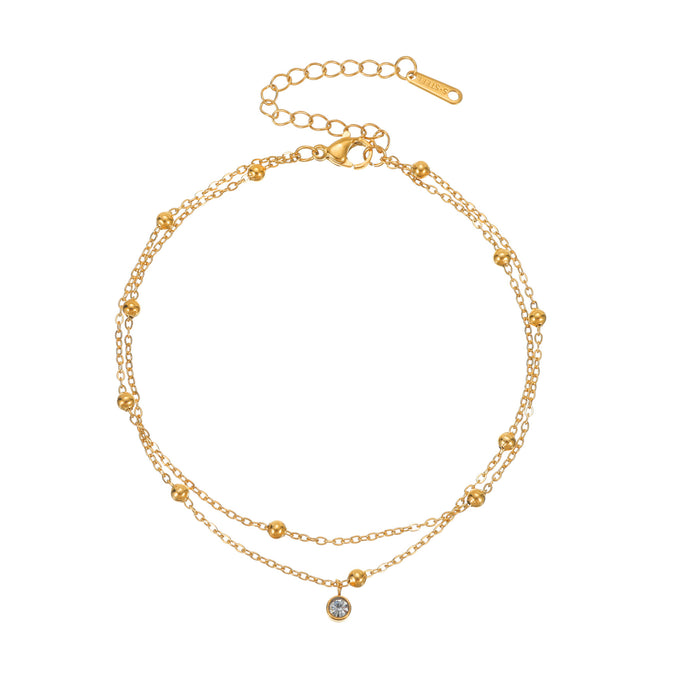 Wholesale 2pcs High-end diamond pendant anklet for women made of premium titanium steel