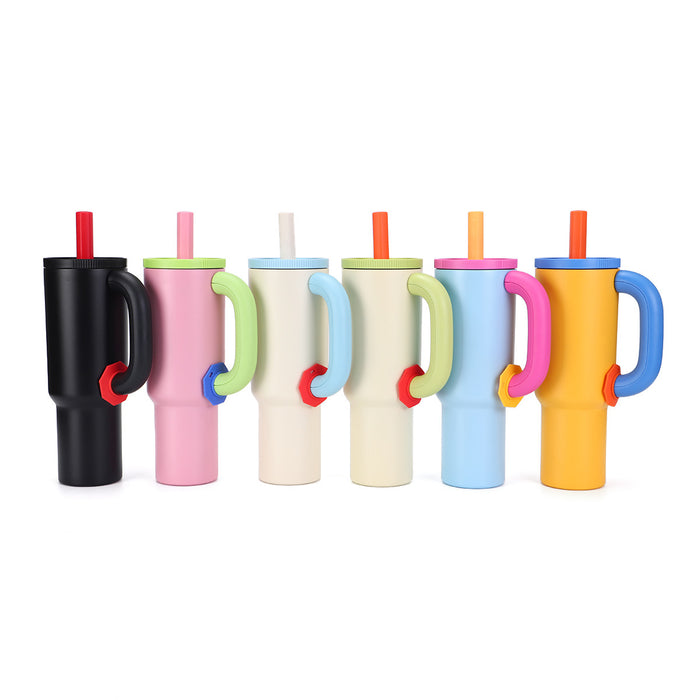 Wholesale 40oz Ice Bullies Cup with 304 Stainless Steel Handle Straws in Various Bright Colors