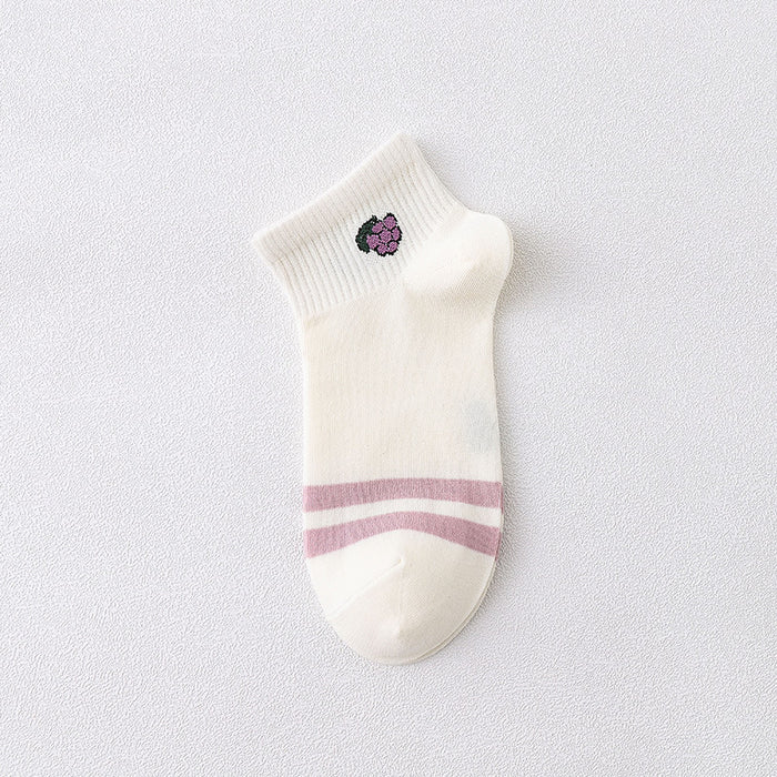 Wholesale New short tube boat socks, thin cotton socks, checkered socks