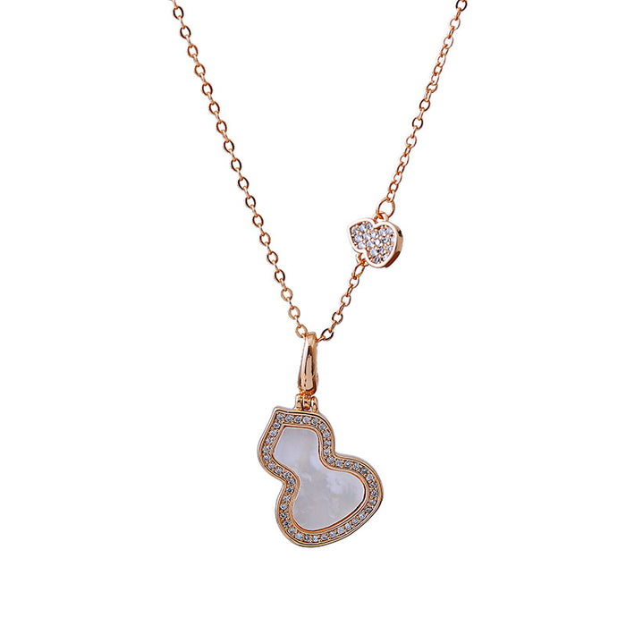 Wholesale Necklace, women's rose gold, white clam mother pendant, red agate collarbone chain, versatile accessory with temperament