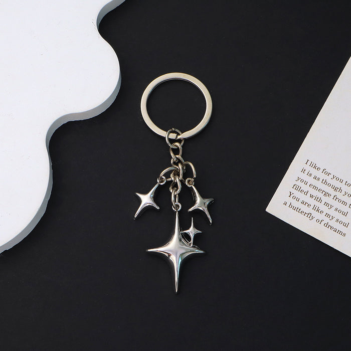 Wholesale Moon Star Pendant Keychain Lucky Four Mans Star Tassel Key Ring Girl