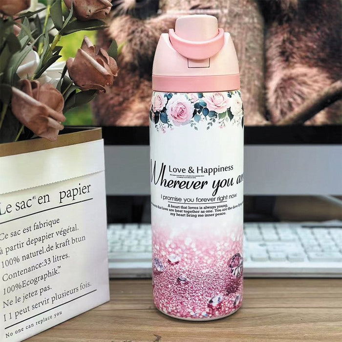 Wholesale Double-drink thermos sports kettle stainless steel suction cup portable large capacity water cup