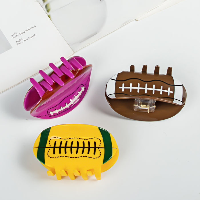 Wholesale Rugby Clamp Ball Hair Clip Printing Acrylic Headwear Hairpin Shark Clip