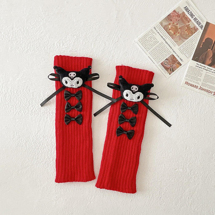 Wholesale Bowknot leg warmers stacked socks autumn doll knitted calf warmers for women