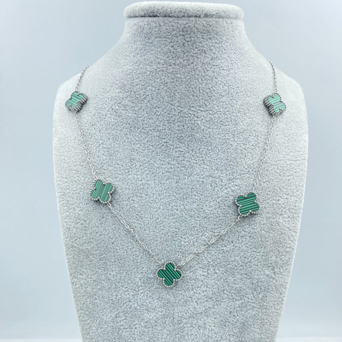 Wholesale 13MM titanium steel 5-link necklace  four-leaf clover necklace