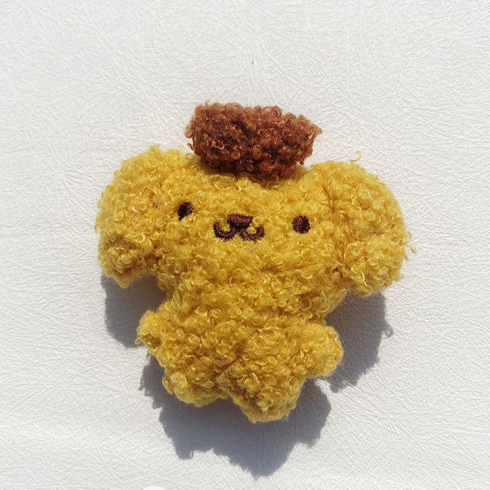 Wholesale New cute cartoon plush doll brooch curly hair decorative doll pendant