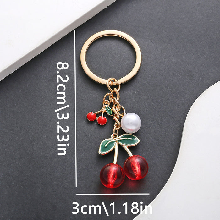 Wholesale Creative cherry-shaped enamel metal keychain