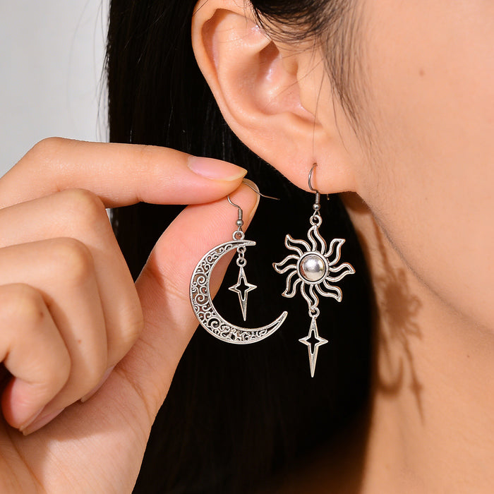 Wholesale 2pcs vintage moon sun cross starburst earrings