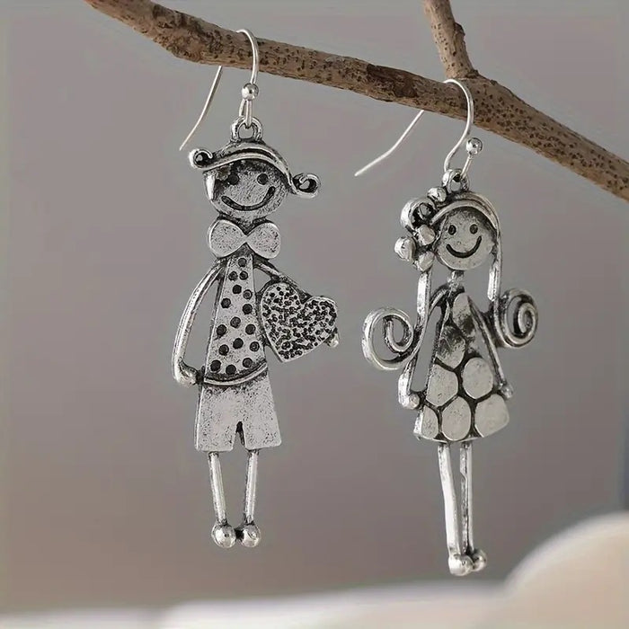 Wholesale Creative Retro Character Heart Pendant Earrings