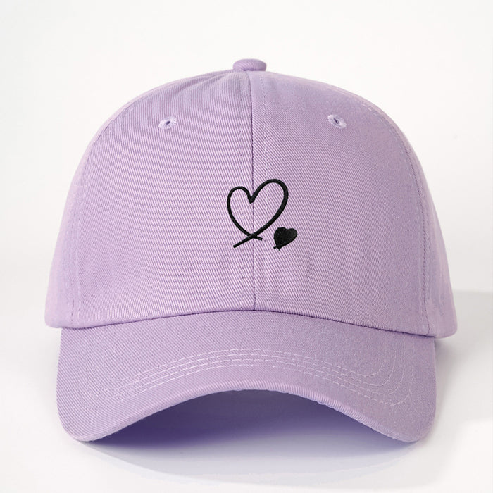 Wholesale Embroidered Love Customized Pure Cotton Baseball Hats for Men and Women Outdoor Sunscreen Soft Top Duck Tongue Hats JDC-FH-TQ002