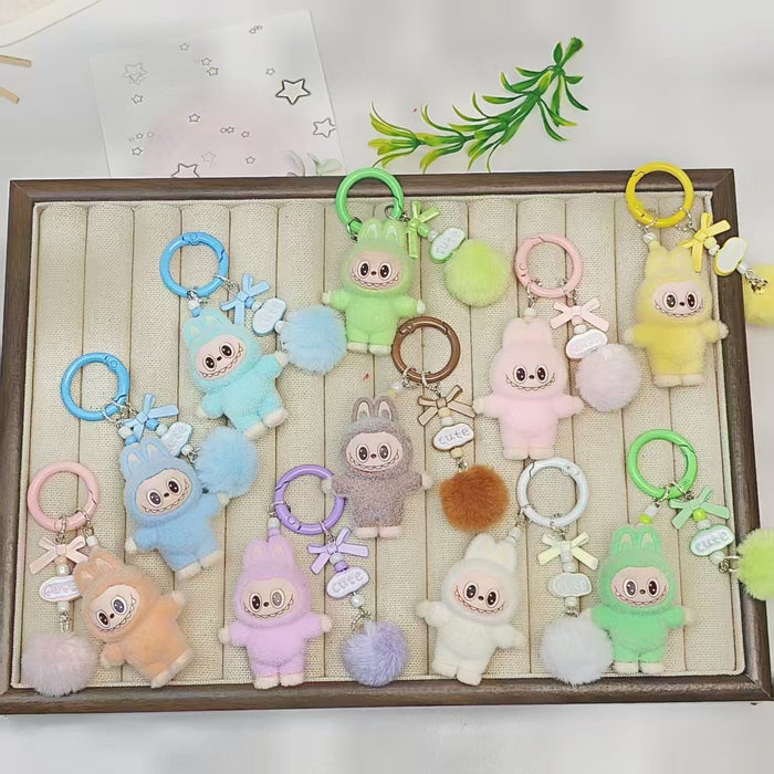 Wholesale Flocked Rabbit Keychain Backpack Charm