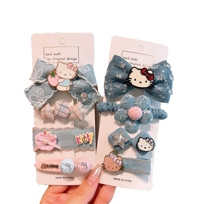 Wholesale Children Denim Polka Dot Bow Hair Clip