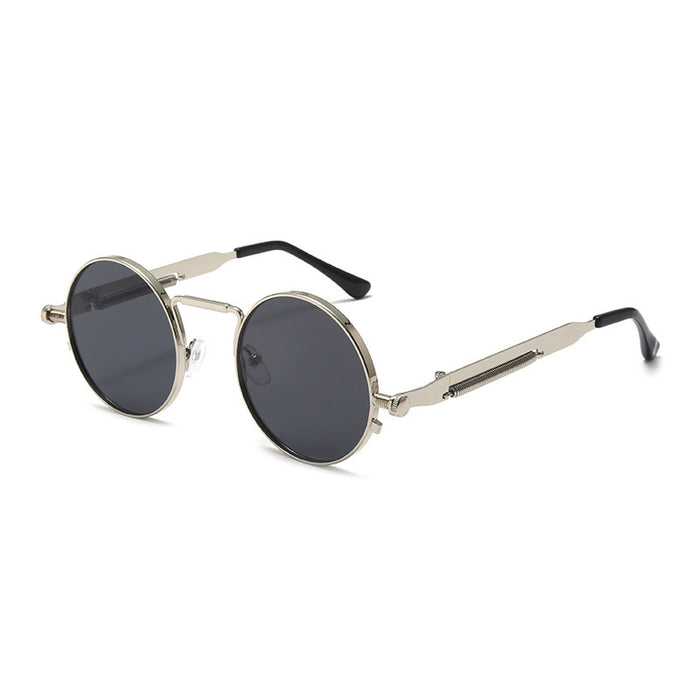 Wholesale New Fashion Round Steampunk Sunglasses Spring Legs Metal Too Glasses