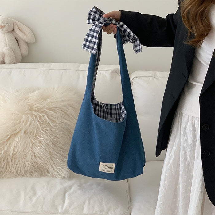 Wholesale Backpack Versatile Checkered Shoulder Bag Simple Tote Bag Commuter Bag