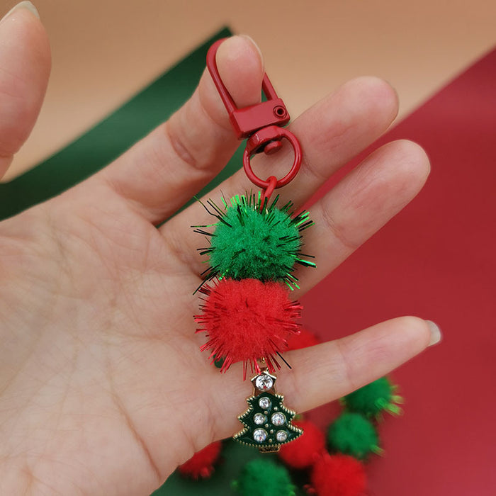 Wholesale Christmas Mobile Phone Pendant Cute  Bag Pendant Snowflake Christmas Tree Keychain Hanging Chain