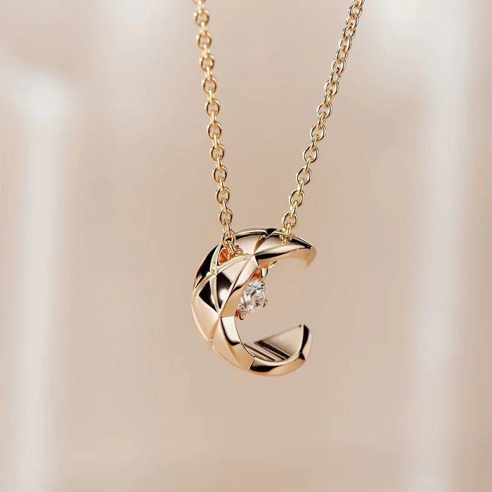 Wholesale Diamond Moon Silver Necklace JDC-NE-XiaoFX001